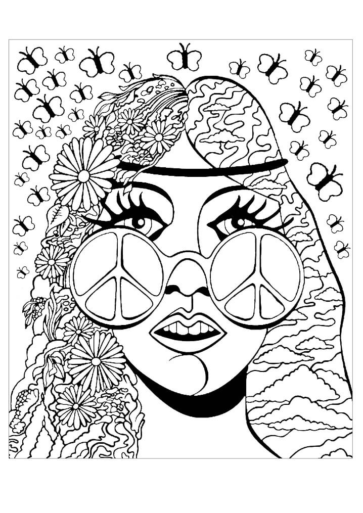 hippie coloring page