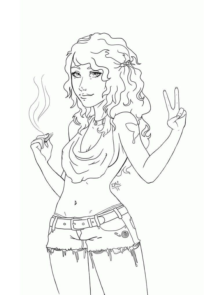 hippie coloring page