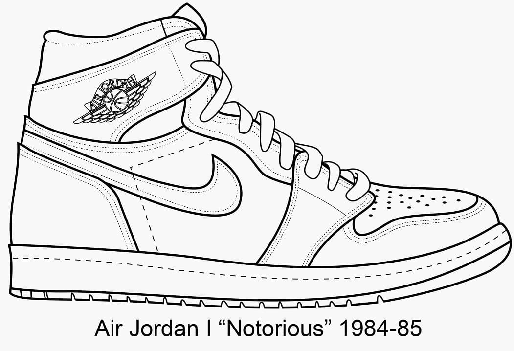 Nike Air Jordan 1 Coloring Page - Free Printable Coloring Pages for Kids