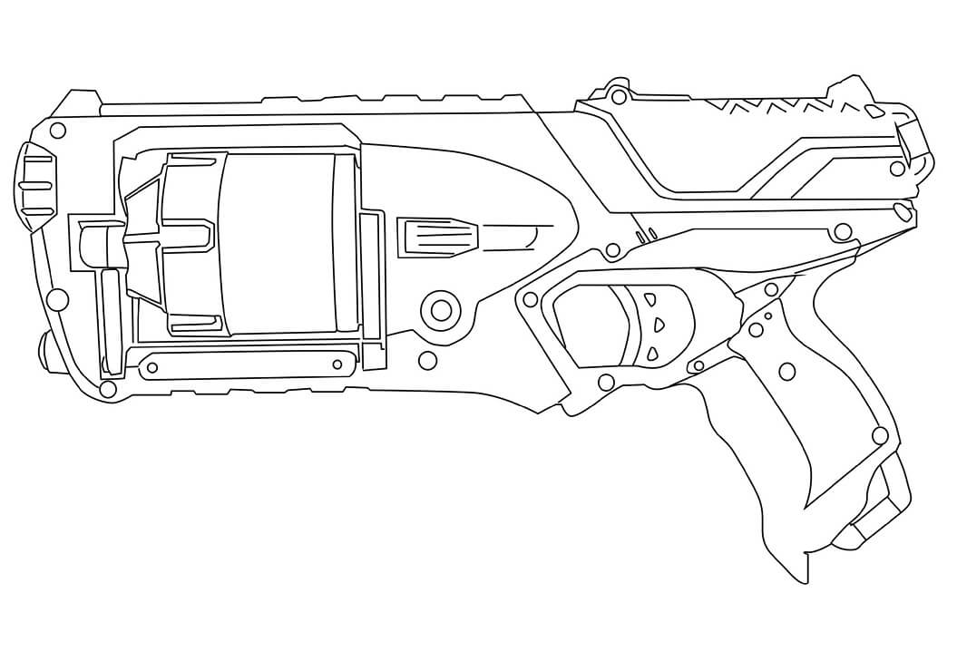 Cool Nerf Gun Coloring Page - Free Printable Coloring Pages for Kids