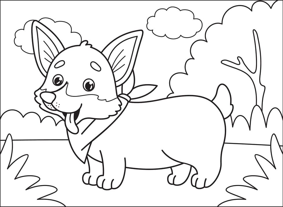 Corgi Smiling Coloring Page Free Printable Coloring Pages for Kids