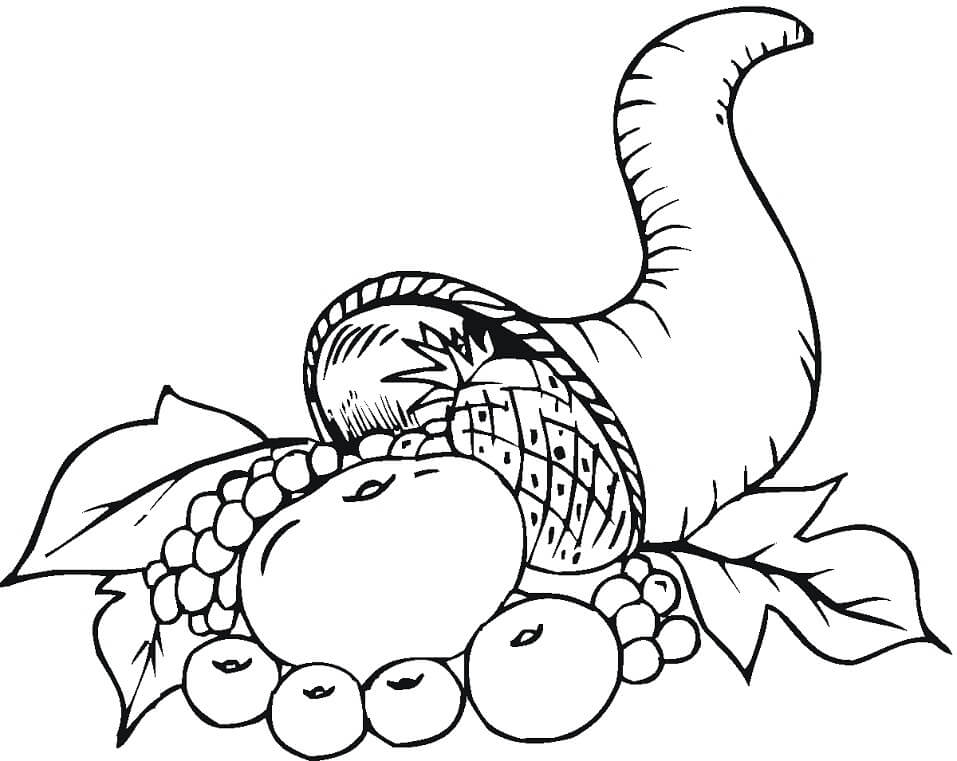 Plentiful Cornucopia Coloring Page - Free Printable Coloring Pages for Kids