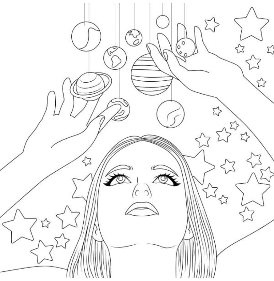 Cosmos Aesthetic Coloring Page   Free Printable Coloring Pages for ...