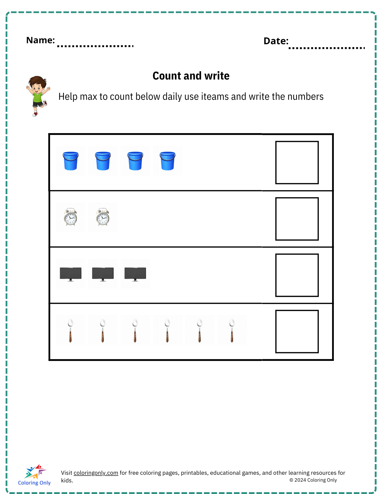 Count and write free Printable Worksheet