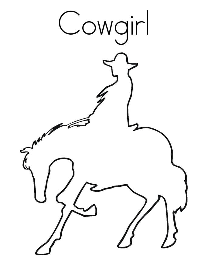 Cowgirl and Horse Outline