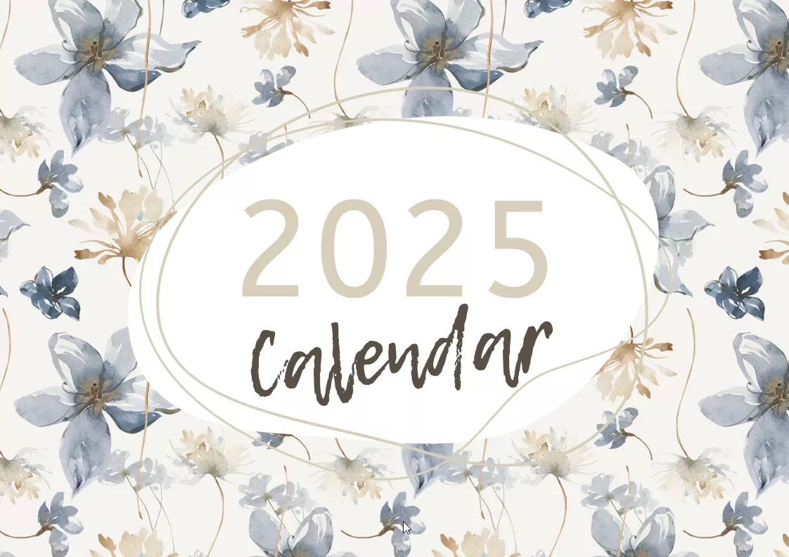 Creamy Pastel Floral Wall Calendar 2025