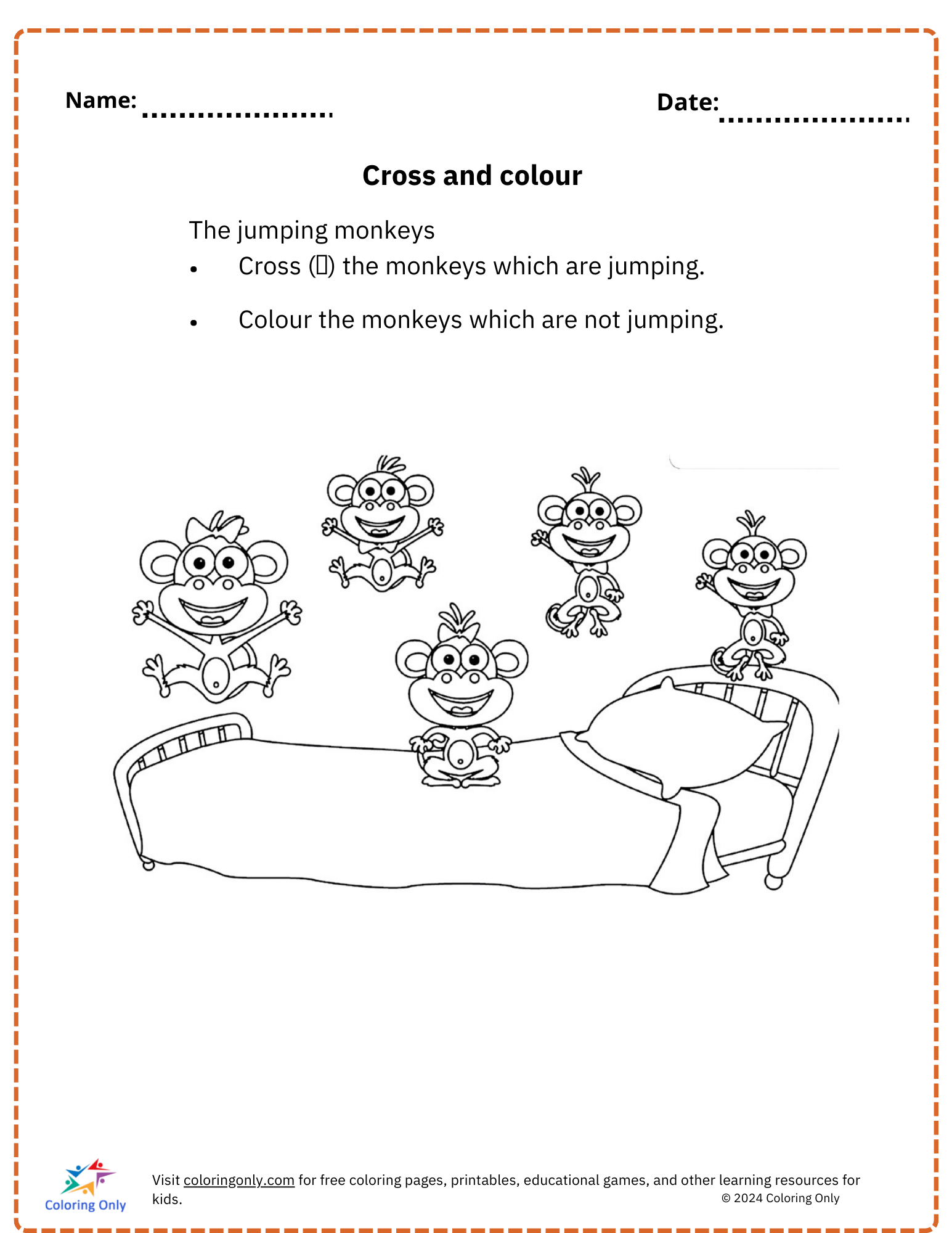 Cross and colour free Printable Worksheet