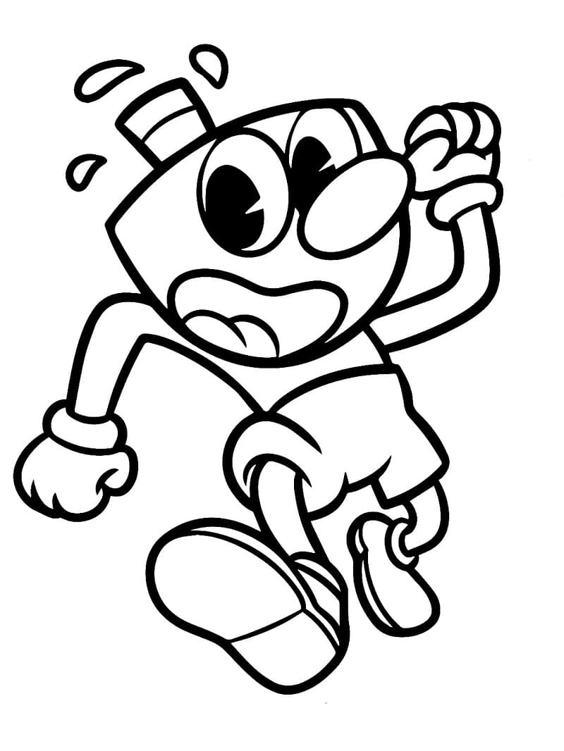 Cuphead Running Coloring Page - Free Printable Coloring Pages for Kids