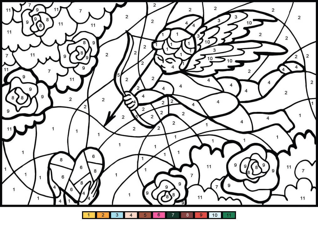 Cupid Angel Color by Number