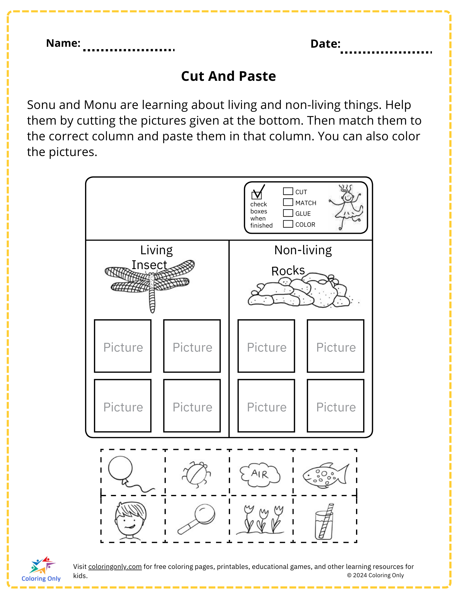 Cut And Paste Free Printable Worksheet