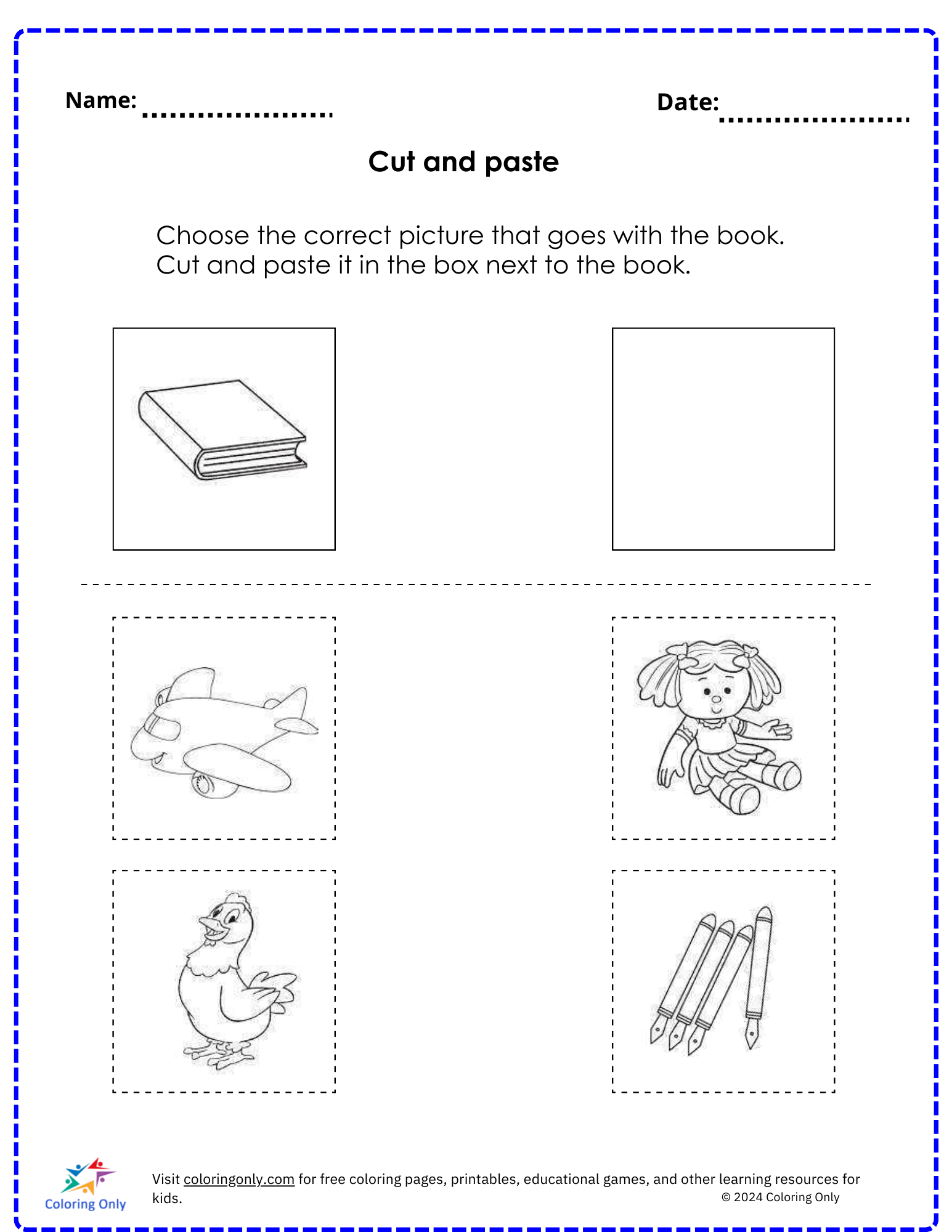 Cut and paste free Printable Worksheet