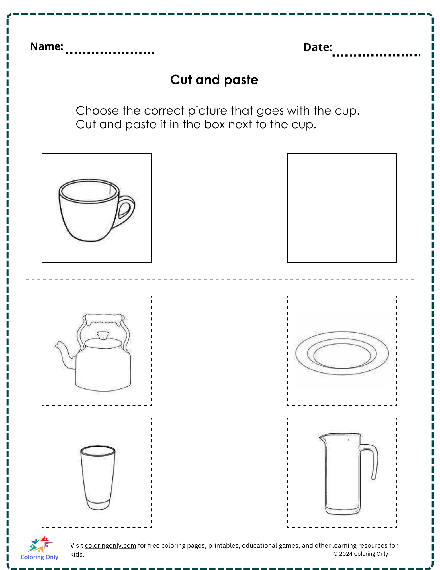 Cut and paste free Printable Worksheet