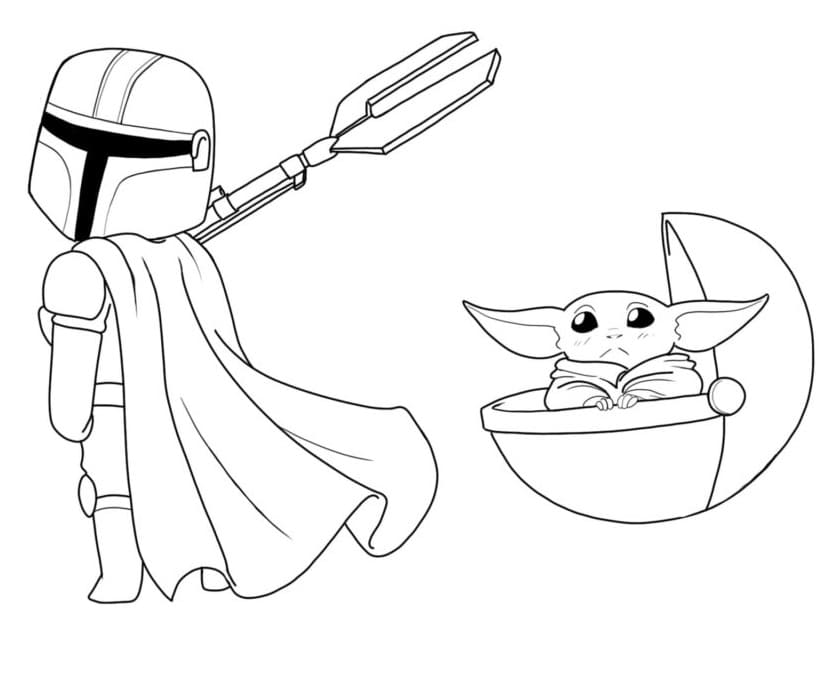 Baby Yoda Eating Coloring Page - Free Printable Coloring Pages for Kids