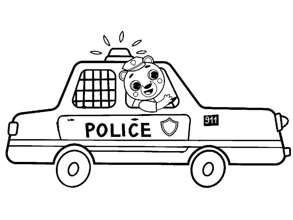 Cute Bear In Police Car Coloring Page - Free Printable Coloring Pages For  Kids