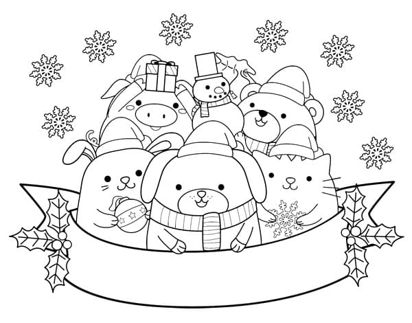 Cute Christmas Animals Coloring Page - Free Printable Coloring Pages for  Kids
