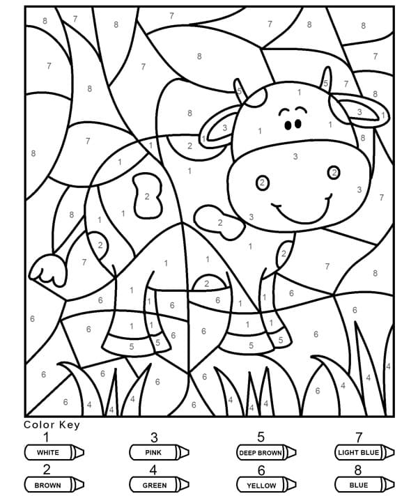 FREE* Color-by-Number Printable Worksheet - Cow