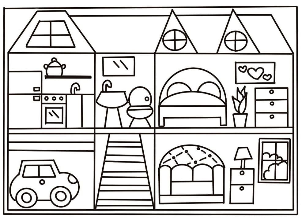 Dollhouse Coloring Pages - Free Printable Coloring Pages for Kids