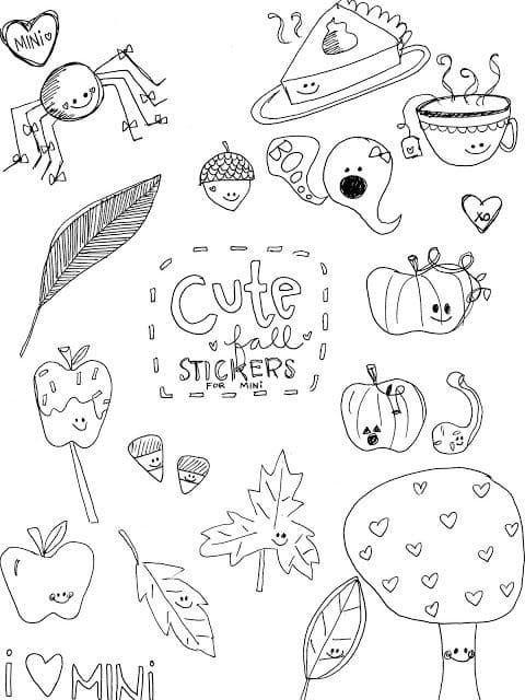 Cute Fall Stickers Coloring Page - Free Printable Coloring Pages ...