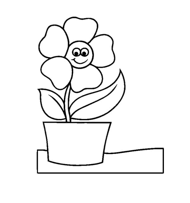 Cartoon Flower Pot Coloring Page - Free Printable Coloring Pages for Kids