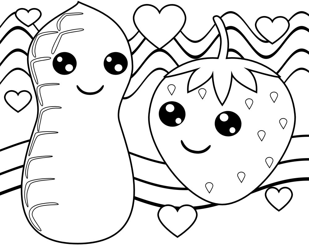 Cute Fruits Coloring Page   Free Printable Coloring Pages for Kids