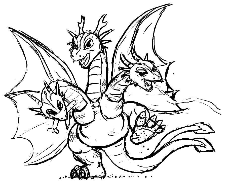 Godzilla vs Ghidorah Coloring Page - Free Printable Coloring Pages for Kids