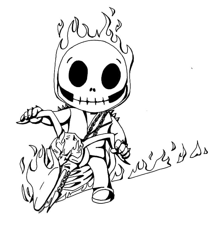 Cute Ghost Rider Coloring Page - Free Printable Coloring Pages for Kids