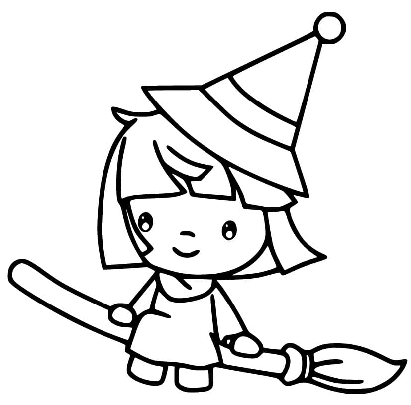 Cute Halloween Witch on Broom
