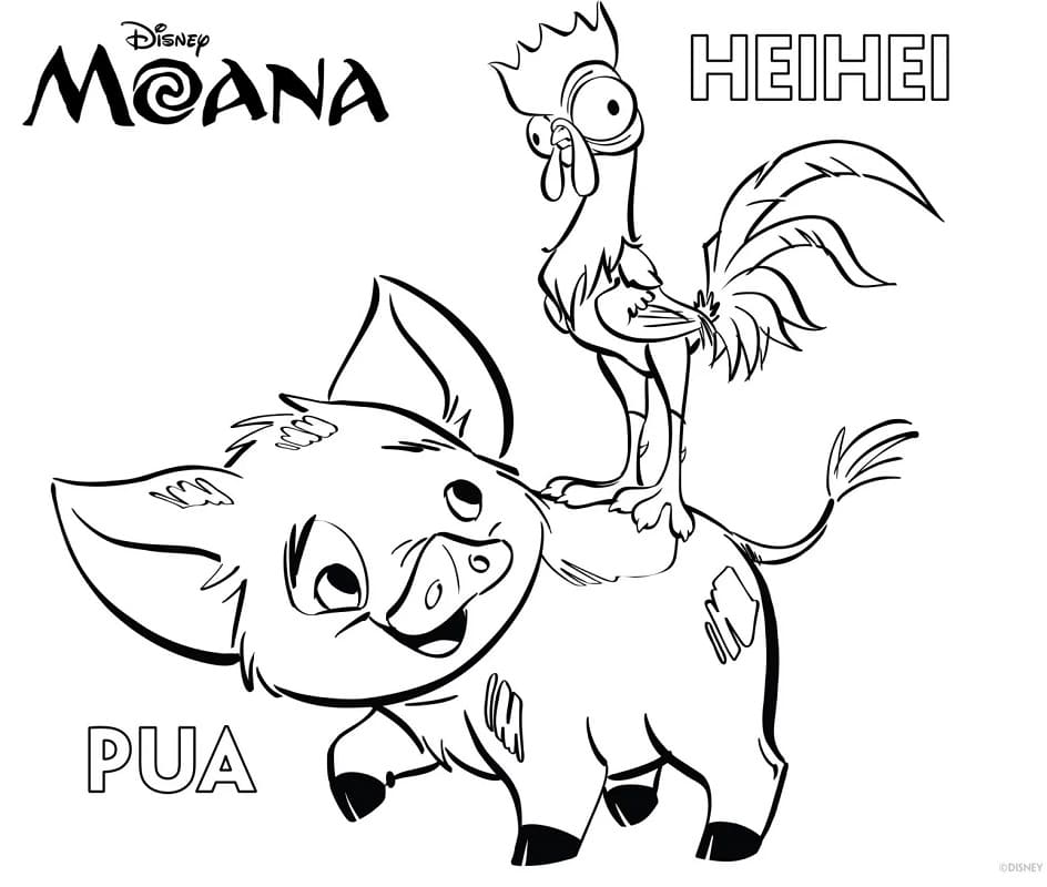 moana hei hei coloring pages