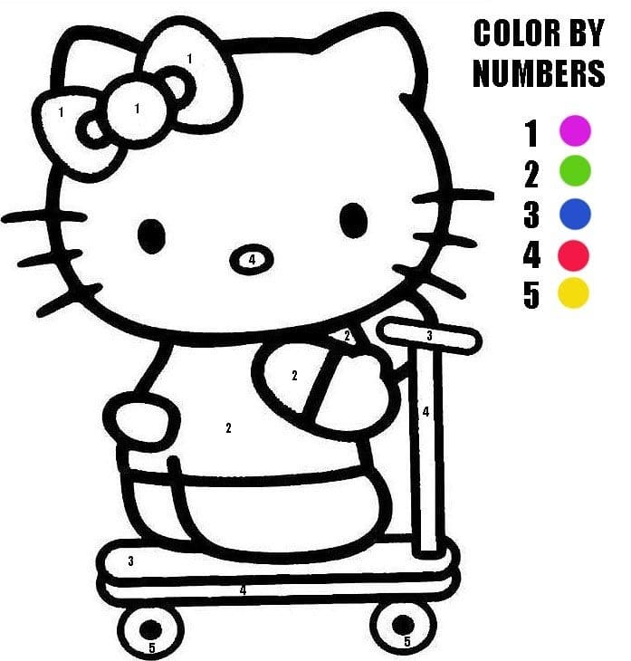cute hello kitty color by number coloring page free printable coloring pages for kids