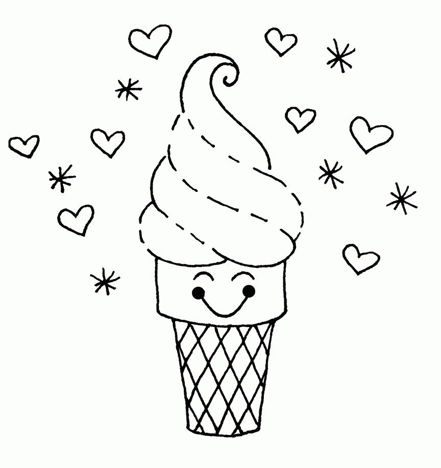 Cute Ice Cream Coloring Page - Free Printable Coloring Pages for Kids