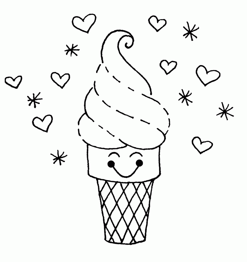 Cute Ice Cream Coloring Page  Free Printable Coloring Pages for Kids