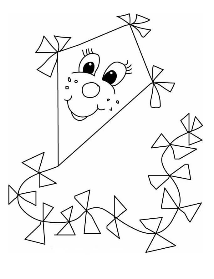 Cute Kite Coloring Page - Free Printable Coloring Pages for Kids