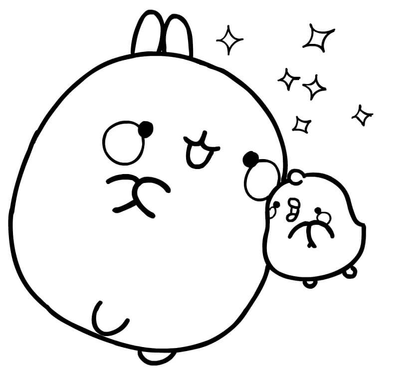 Cute Molang and Piu Piu Coloring Page - Free Printable Coloring Pages