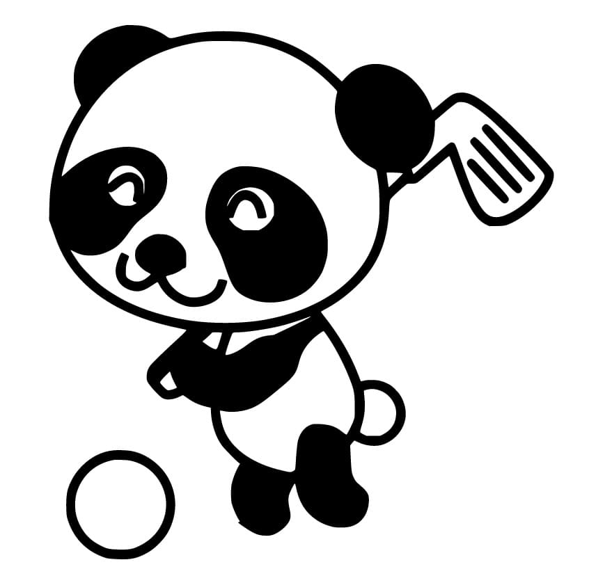 Cute Panda Playing Golf