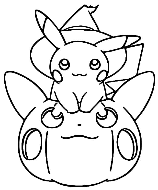 Cute Pikachu Halloween Coloring Page - Free Printable Coloring ...