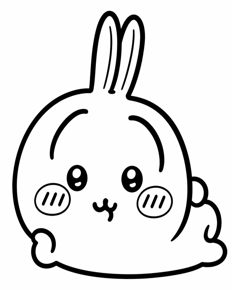 Cute Round Bunny Sitting with Blushing Cheeks
