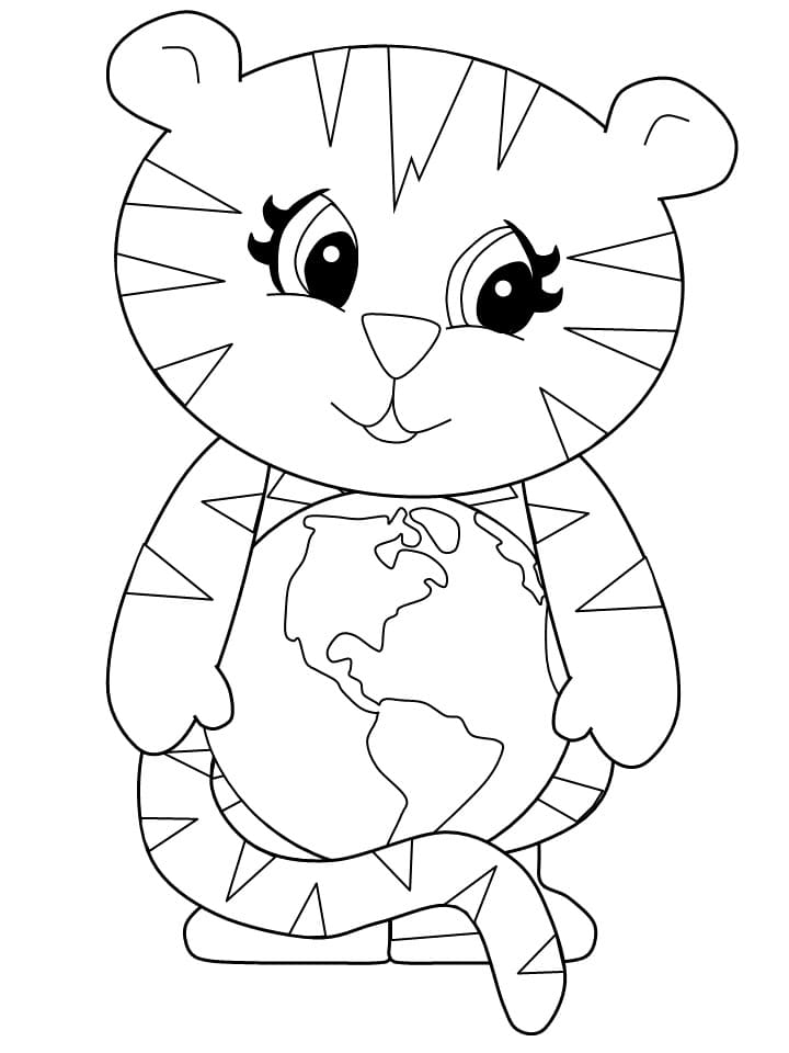 Cute Tiger and Earth Globe