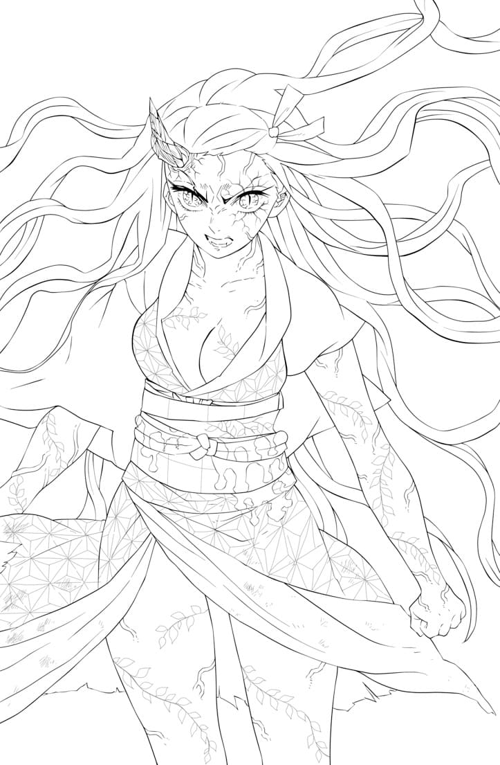 Full Length Nezuko Demon Slayer Coloring Page Printable Free 