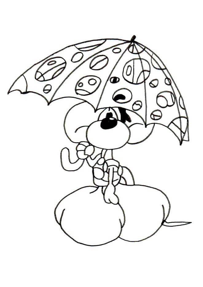 Download Diddl With Umbrella Coloring Page Free Printable Coloring Pages For Kids