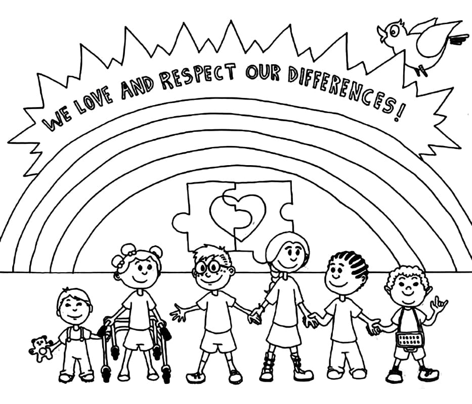 Diversity to Color Coloring Page - Free Printable Coloring Pages for Kids