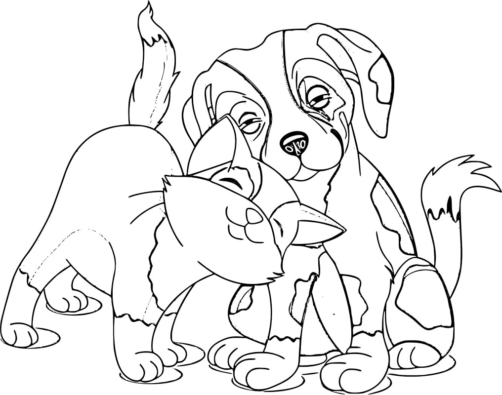 Puppy And Cat Coloring Pages Printable Free