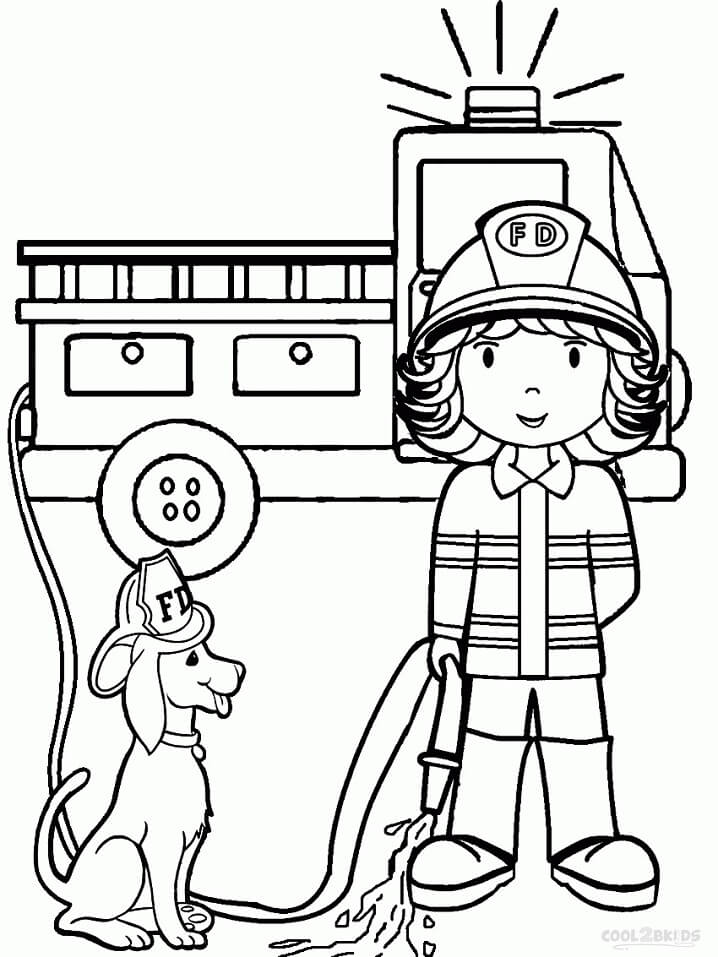 Firefighter Coloring Page - Free Printable Coloring Pages for Kids