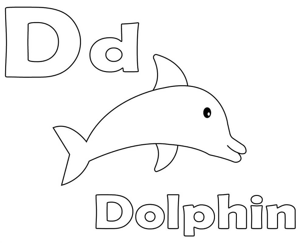 Dolphin Letter D Coloring Page - Free Printable Coloring Pages for Kids
