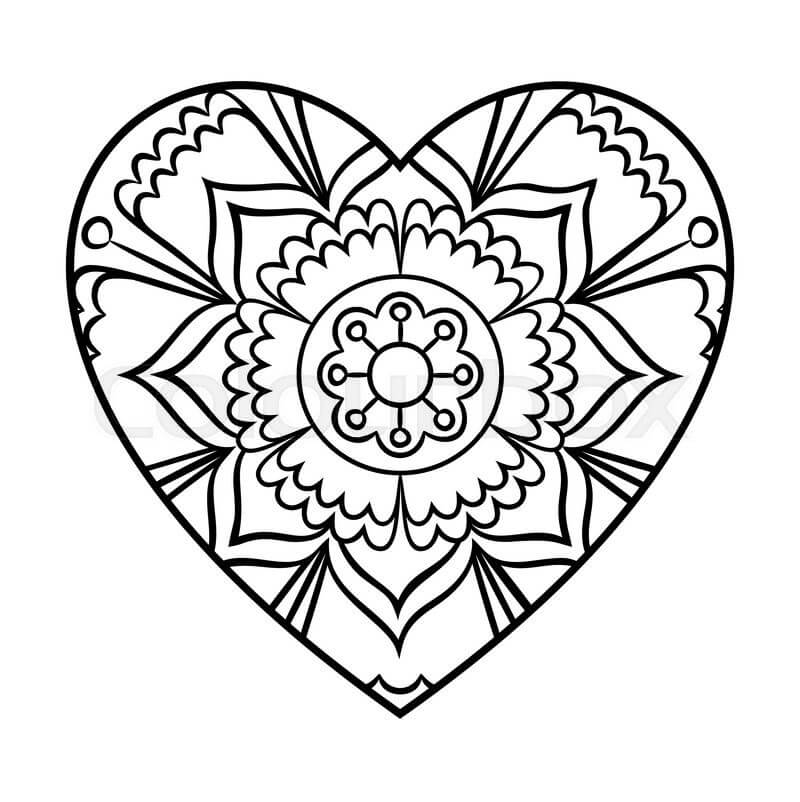 heart mandala coloring pages  free printable coloring pages
