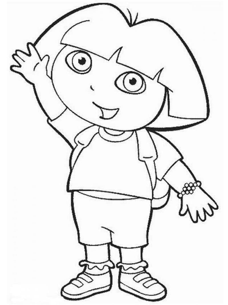 Dora Waving Hand Coloring Page   Free Printable Coloring Pages for ...