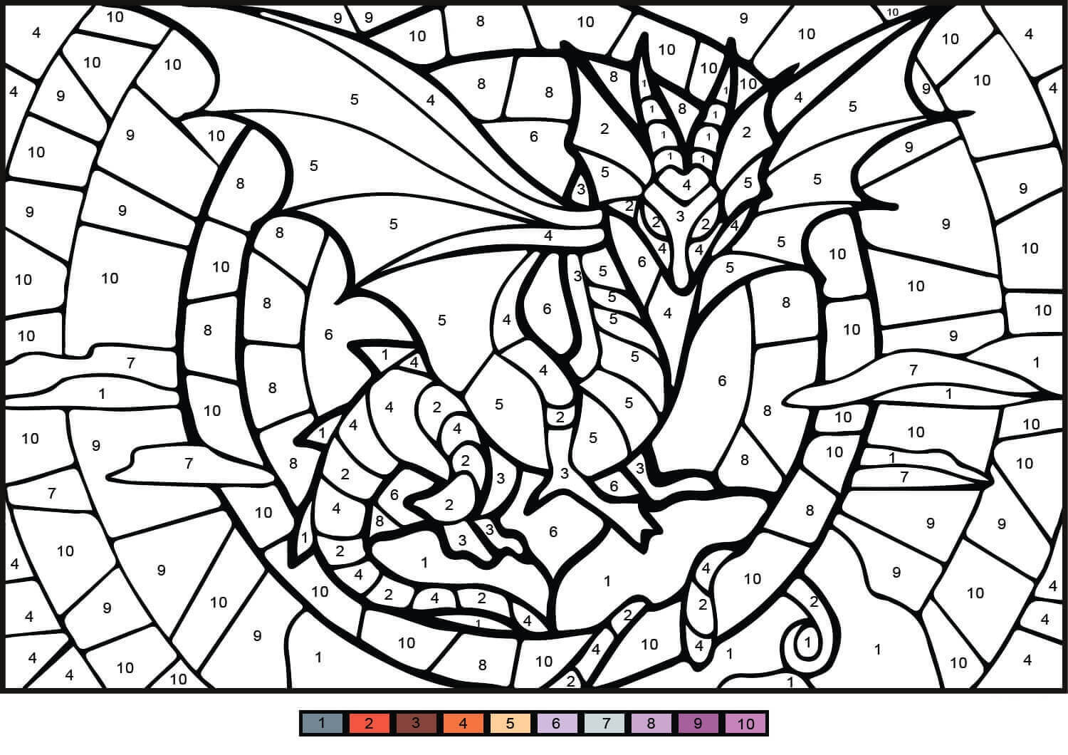 dragon color by number coloring page free printable coloring pages for kids