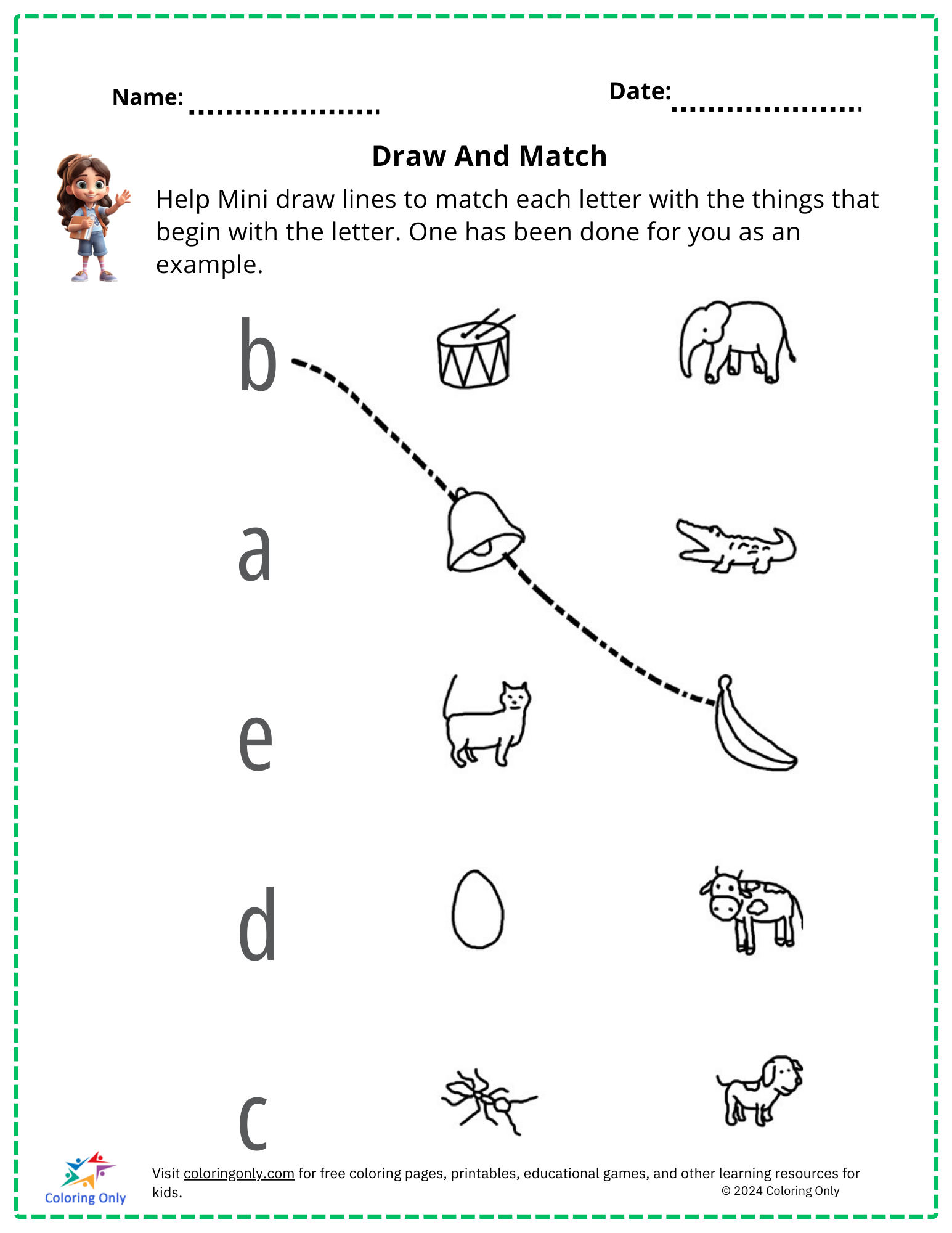Draw And Match Free Printable Worksheet