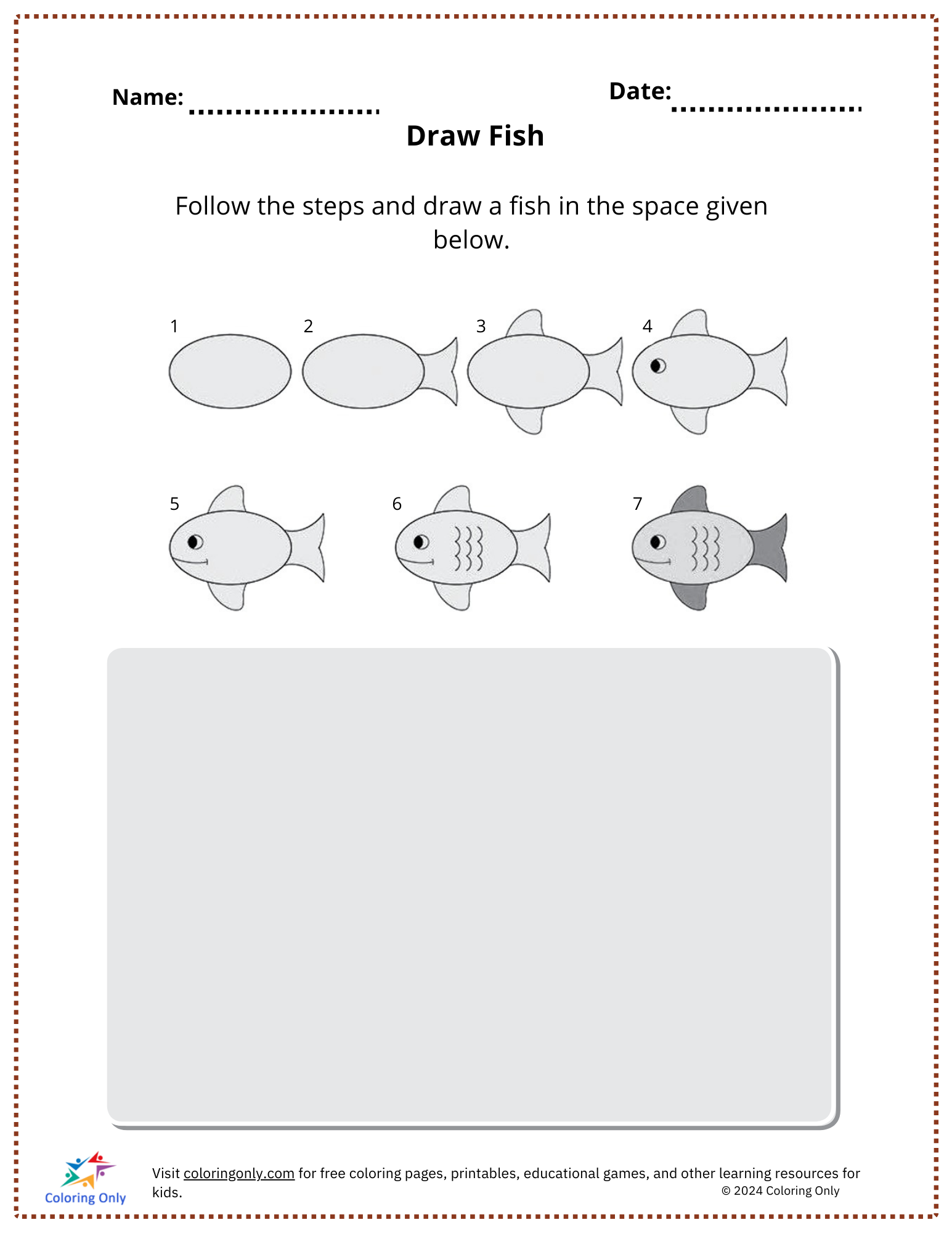 Draw Fish Free Printable Worksheet