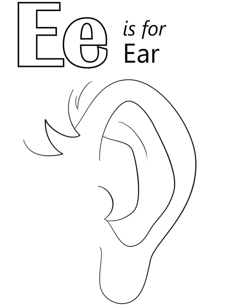 Ear Letter E Coloring Page Free Printable Coloring Pages For Kids