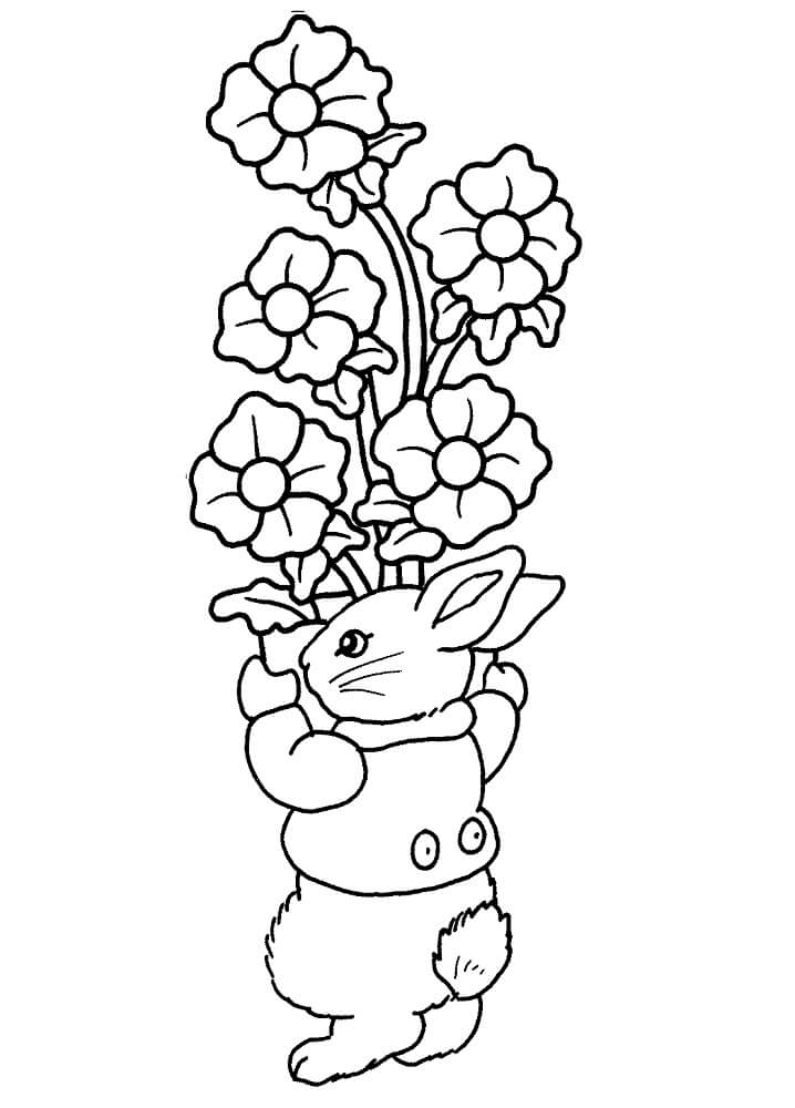 Easter Bunny with Flowers